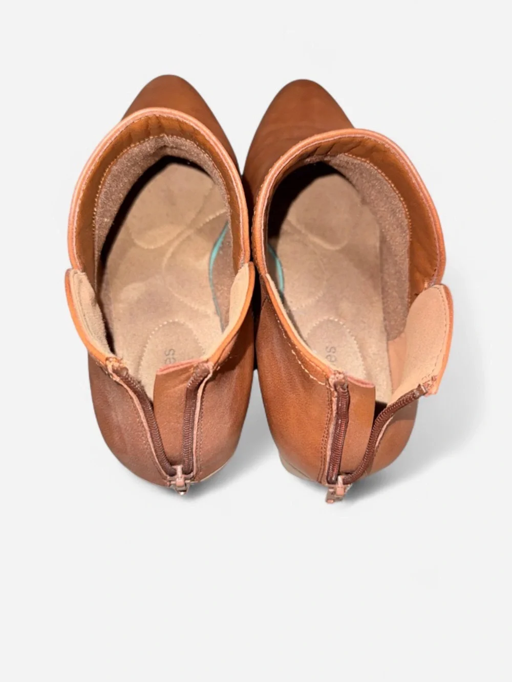 Maurices Cognac Brown Leather Ankle Booties